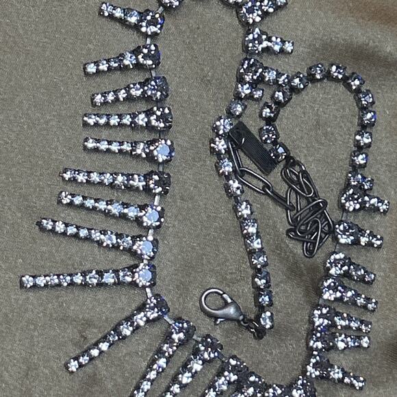 TOVA Rydell Necklace Antique Silver Statement Holiday Sparkle Runway Glam Drop - Picture 12 of 16